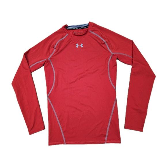 Under Armour HeatGear Compression Red Long Sleeve Athletic Shirt Mens Medium - Picture 1 of 6